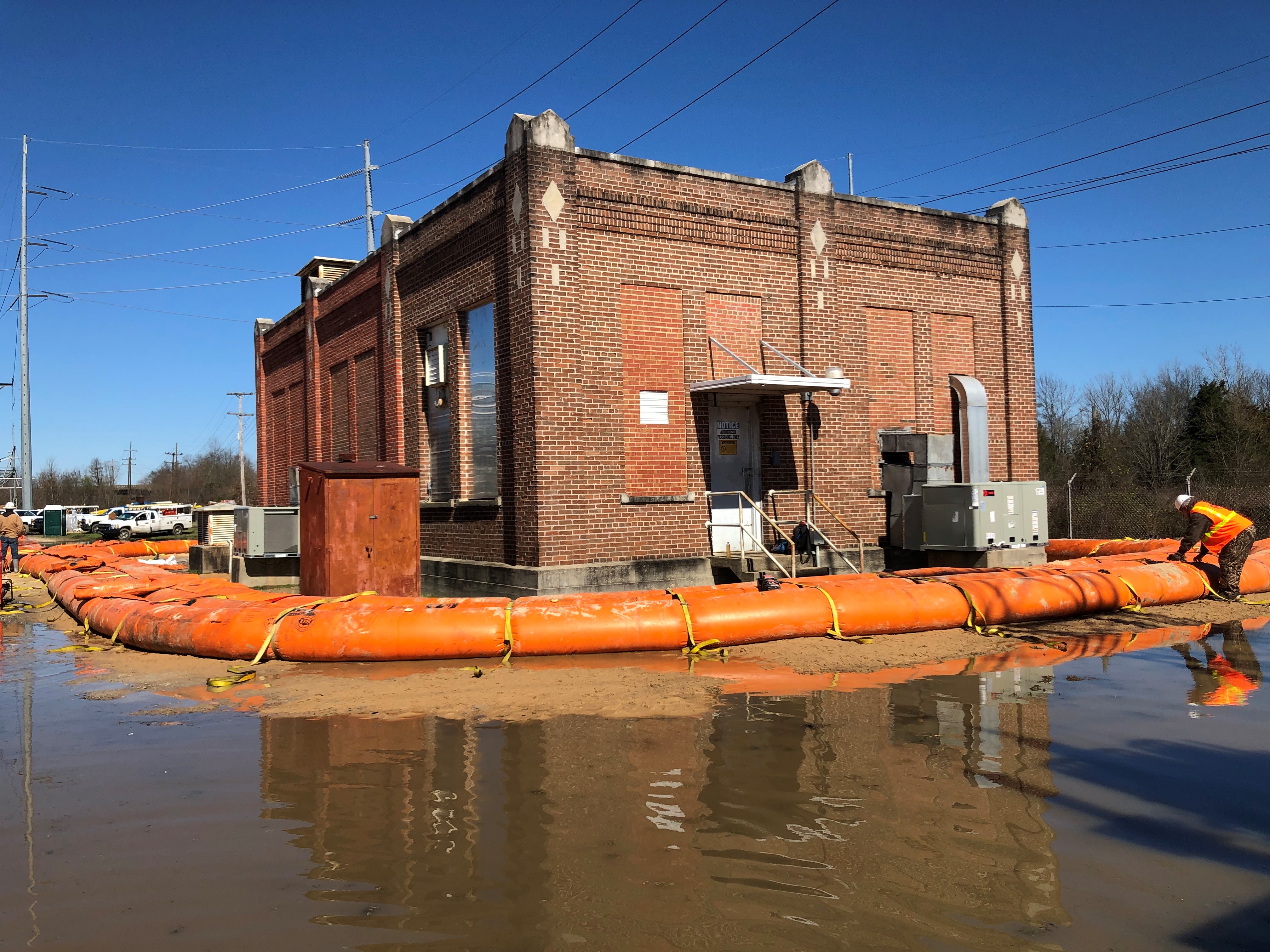 Crews built a tiger dam around the control house at the south Jackson substation to mitigate flooding issues. The substation has been de-entergized.
